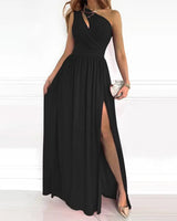 LOVEMI  Maxi Dresses Black / S Lovemi -  Women's Slanted Shoulder Cutout Gradient Dress