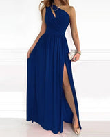 LOVEMI  Maxi Dresses Dark Blue / S Lovemi -  Women's Slanted Shoulder Cutout Gradient Dress