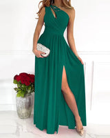 LOVEMI  Maxi Dresses Green / S Lovemi -  Women's Slanted Shoulder Cutout Gradient Dress