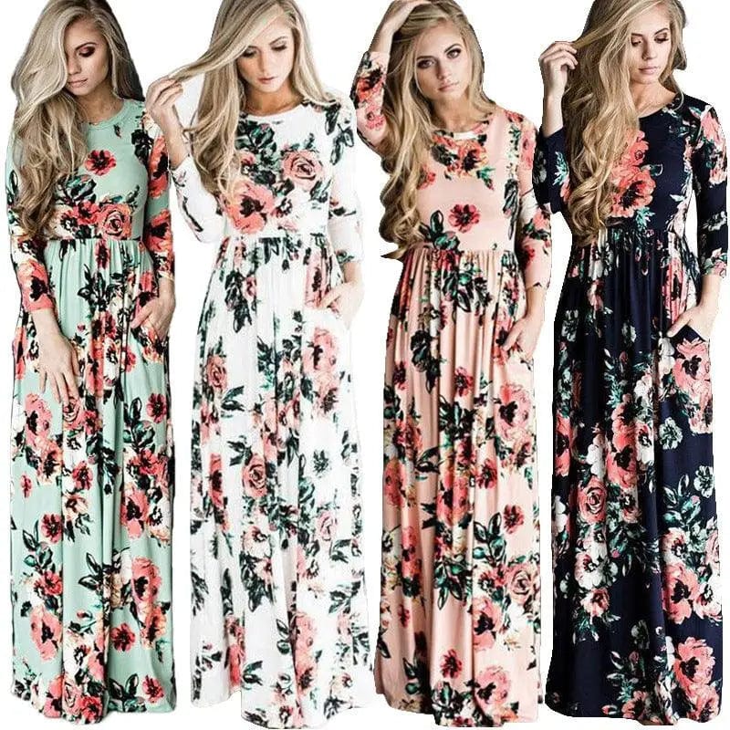 LOVEMI  Maxi Dresses Lovemi -  Long Sleeve Printed Floral Dress
