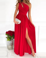 LOVEMI  Maxi Dresses Red / S Lovemi -  Women's Slanted Shoulder Cutout Gradient Dress