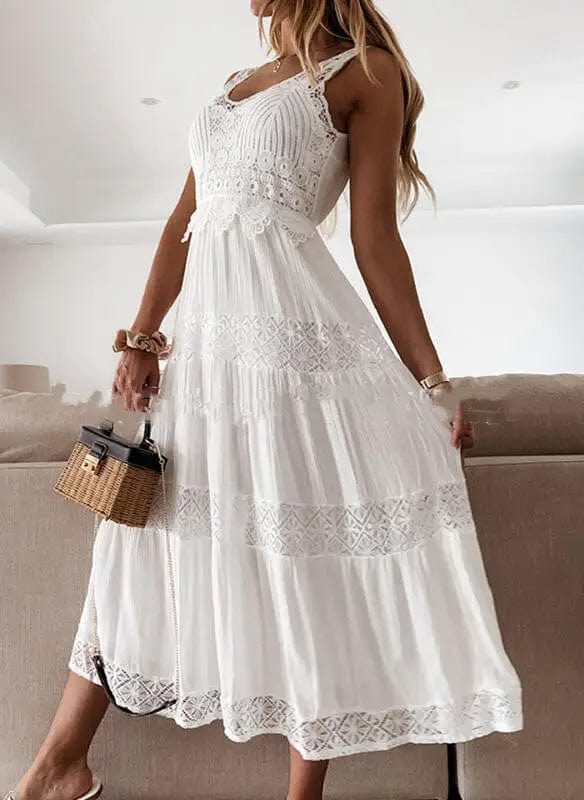 LOVEMI  Maxi Dresses White / S Lovemi -  Vacation Style V-neck Maxi Dress