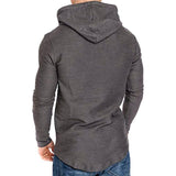 Men Hoodie Sweatshirt Casual Long Sleeve Slim Tops Gym T-shir Khaki / 3XL-3