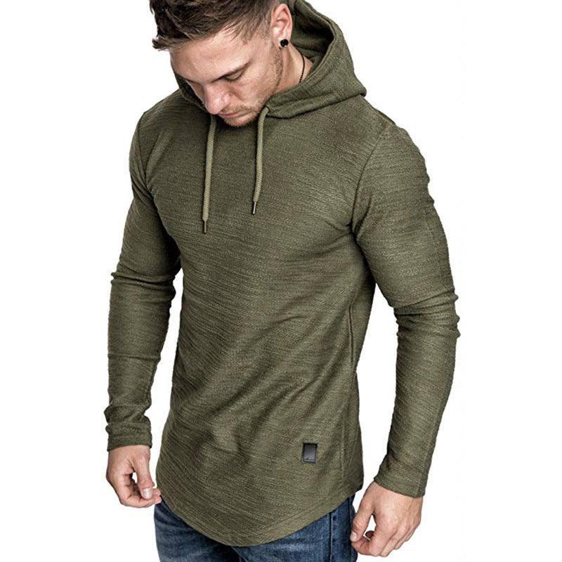 Men Hoodie Sweatshirt Casual Long Sleeve Slim Tops Gym T-shir Khaki / 3XL-Green-6