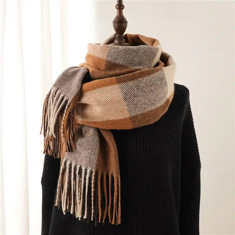 Men's And Women's Thickened Warm Plaid Scarves-WT723-4