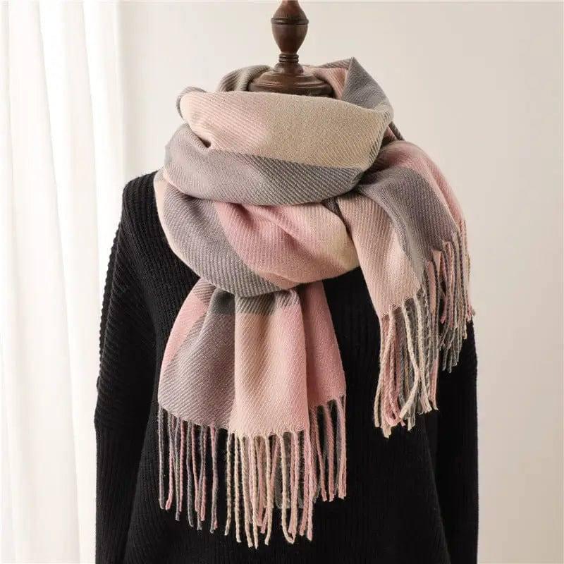 Men's And Women's Thickened Warm Plaid Scarves-WT725-5