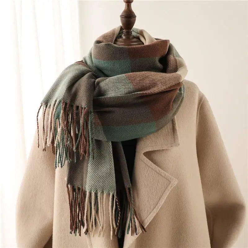 Men's And Women's Thickened Warm Plaid Scarves-WT726-6