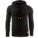 Men's Jacquard Sweater Long-sleeved Hoodie Warm Color Hooded-Black-12