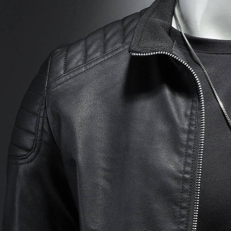 Men's Leather Motorcycle Jacket Thin Coat-6