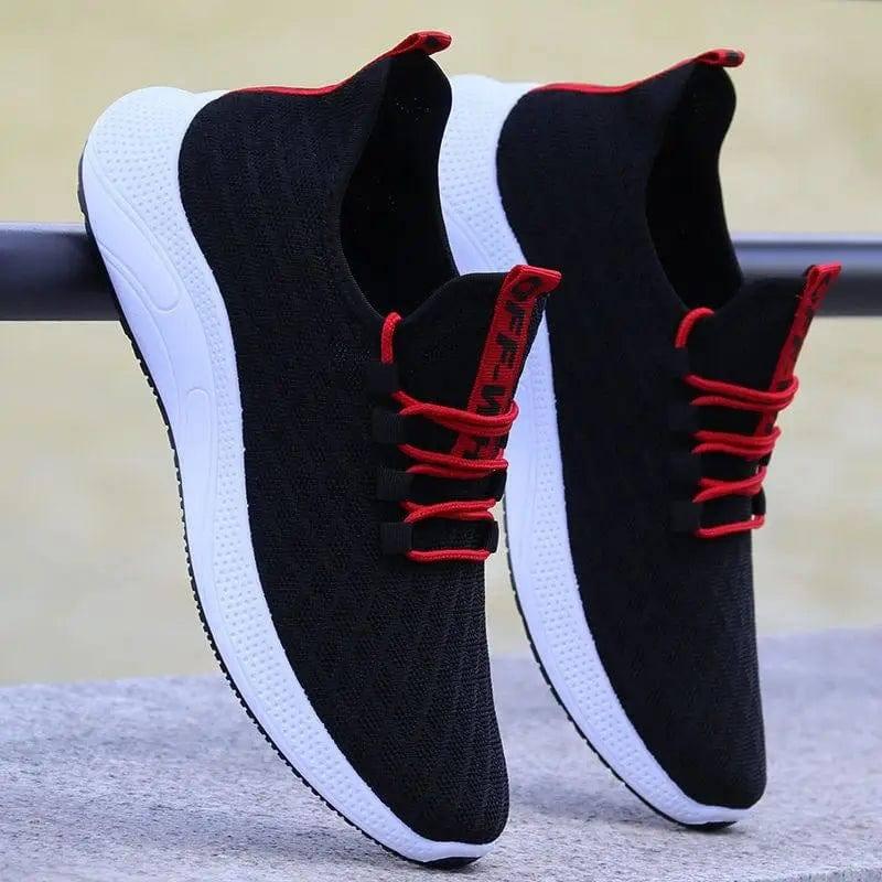Men's Shoes Summer Breathable Mesh Sneakers For Men-Scarlet Black-6
