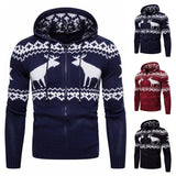 Men's Zipper Hooded Fawn Christmas Sweater-3