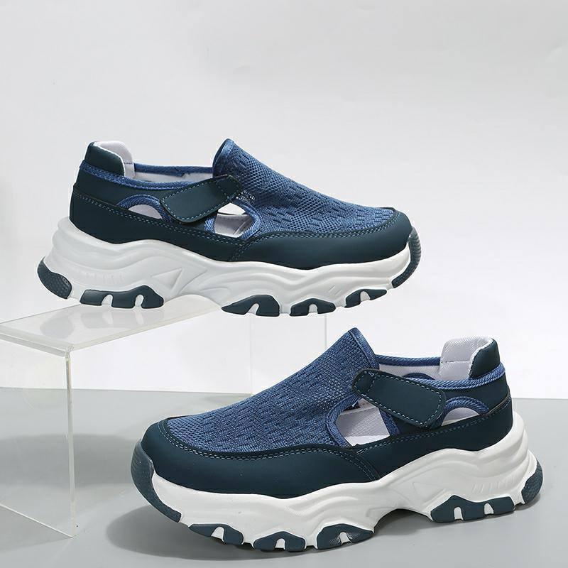 Mesh Sport Shoes Women Fashion Outdoor Flat Heel Round Toe-Light blue-14