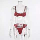 Metal chain mesh sexy lingerie-Winered-9