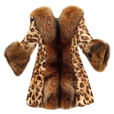 Mid Length Leopard Print Coat In Autumn And Winter For Women-Leopard print-3