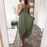 LOVEMI  Midi Dresses Beangreen / S Lovemi -  Ladies Casual Solid Color Fashion Dress Sling Skirt