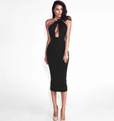 LOVEMI  Midi Dresses Black / L Lovemi -  Sexy dress hanging neck nightclub bag hip skirt midi dress