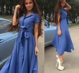 LOVEMI  Midi Dresses Blue / S Lovemi -  Long Shirt Dress