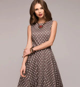 LOVEMI  Midi Dresses Coffee / S Lovemi -  summer new women's retro Hepburn storm point sleeveless big