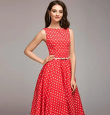 LOVEMI  Midi Dresses Gules / S Lovemi -  summer new women's retro Hepburn storm point sleeveless big