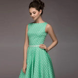 LOVEMI  Midi Dresses Lightgreen / S Lovemi -  summer new women's retro Hepburn storm point sleeveless big