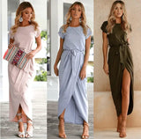LOVEMI  Midi Dresses Lovemi -  summer crossover new solid color anti-sleeve flat jumpsuit