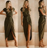 LOVEMI  Midi Dresses Lovemi -  summer crossover new solid color anti-sleeve flat jumpsuit