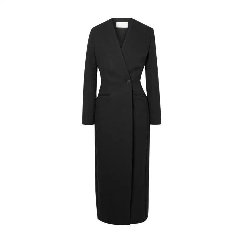 LOVEMI Midi Dresses Lovemi -  V-shaped Collarless One-button Slim Back Slit long Suit