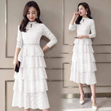 LOVEMI Midi Dresses White / L Lovemi -  Pure color dress with 100 sets of body-building