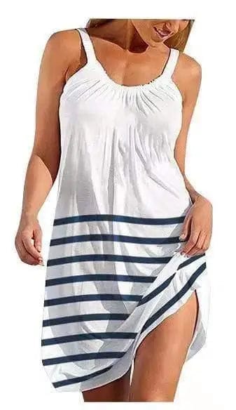 LOVEMI Midi Dresses White / S Lovemi -  Foreign Trade New Beach Bohemian Print Suspender Dress