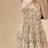 Milk Sweet Floral Strap Dress For Women French Style Gentle-7
