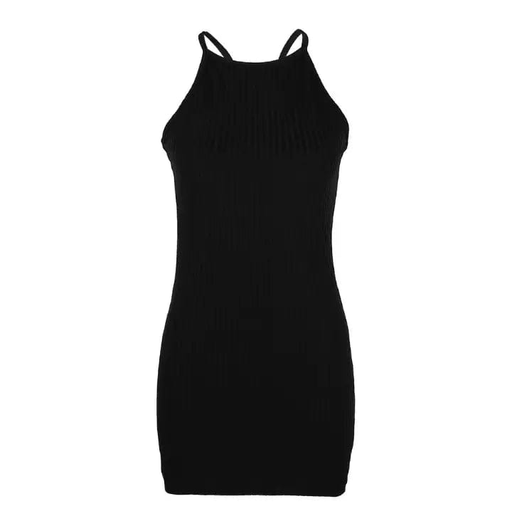 LOVEMI  Mini Dresses black / L Lovemi -  Sexy Ribbed Small Sling Dress