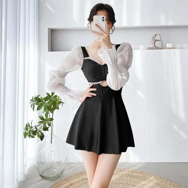 LOVEMI  Mini Dresses Black / M Lovemi -  Long-sleeved Conservative Bathing Hot Springs Cover The