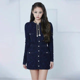 LOVEMI Mini Dresses Blue / M Lovemi -  Ladylike temperamental knitted dress