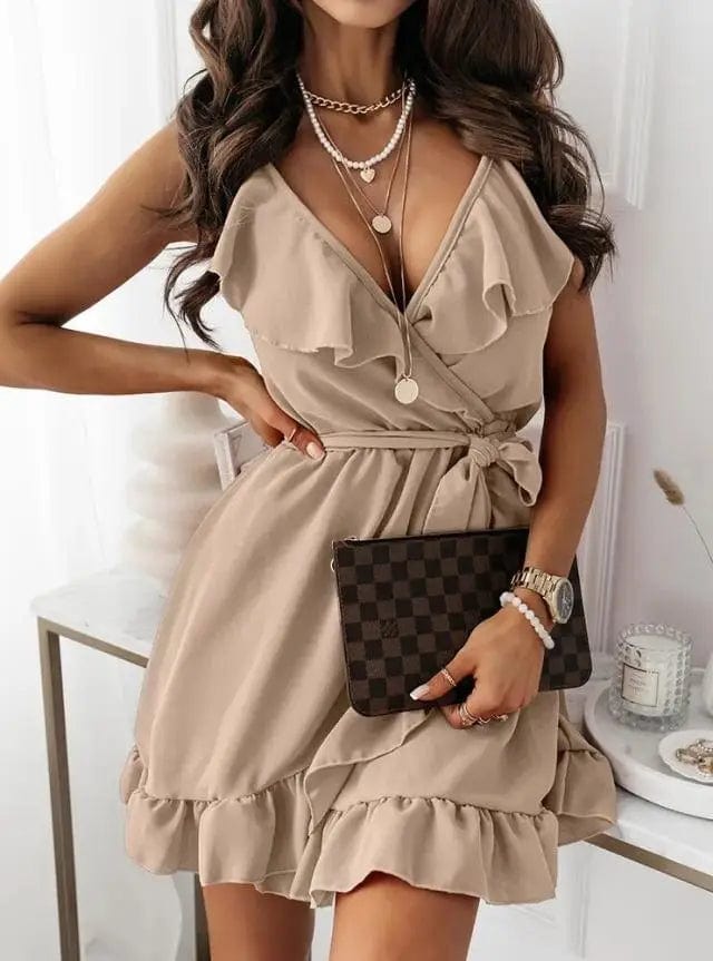 LOVEMI  Mini Dresses Khaki / S Lovemi -  Sexy Fashion Suspender Dress