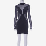 LOVEMI  Mini Dresses Lovemi -  New Style Pure Color Mesh Sexy Slim Short Dress