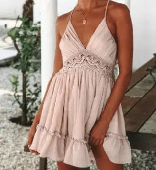 LOVEMI  Mini Dresses Pink / L Lovemi -  Sexy Backless Lace Slip Dress