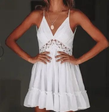 LOVEMI  Mini Dresses White / L Lovemi -  Sexy Backless Lace Slip Dress