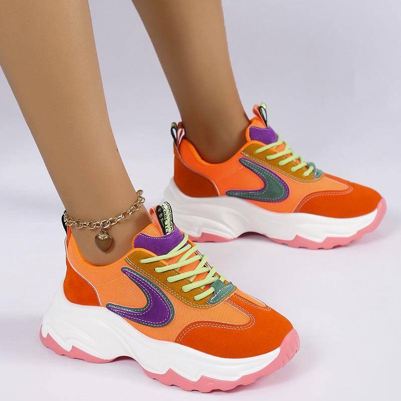 Mixed-color Lace -up Sneakers For Women Fashion Casual-3