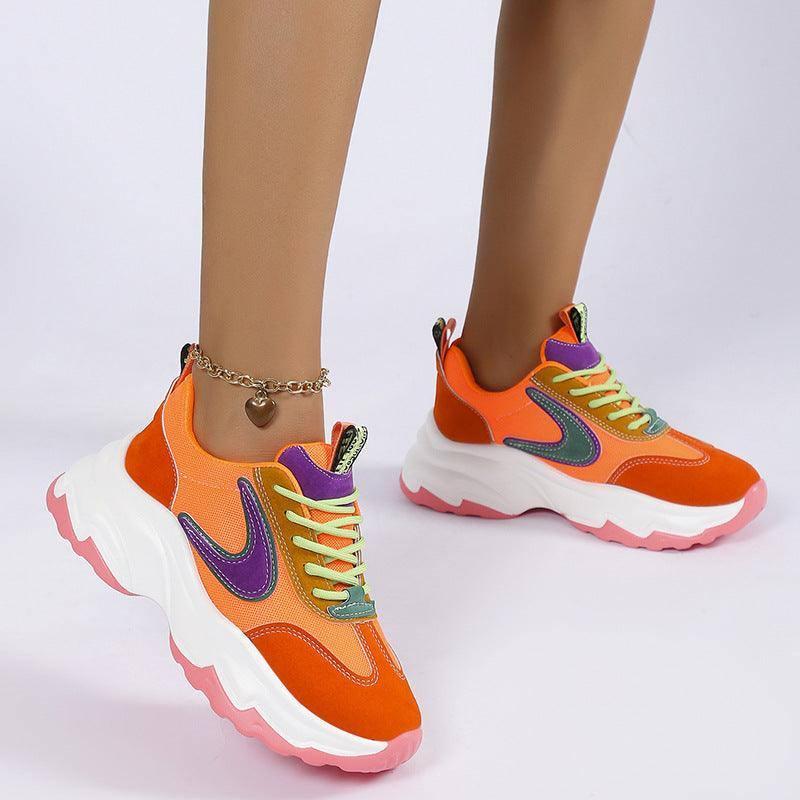 Mixed-color Lace -up Sneakers For Women Fashion Casual-6