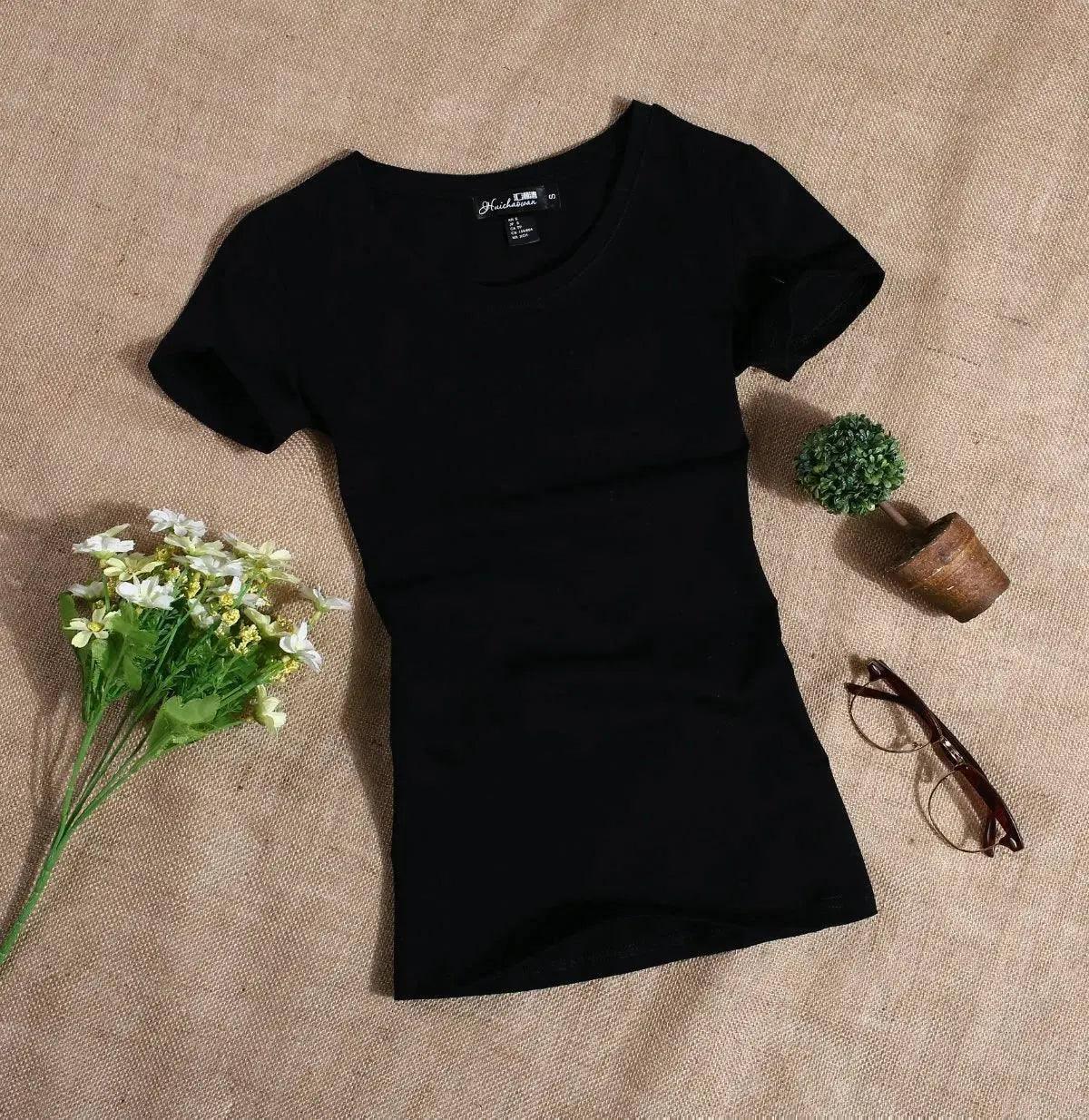 MRMT 2024 Women's T Shirt Casual Women Short Sleeved Slim-Black O-8