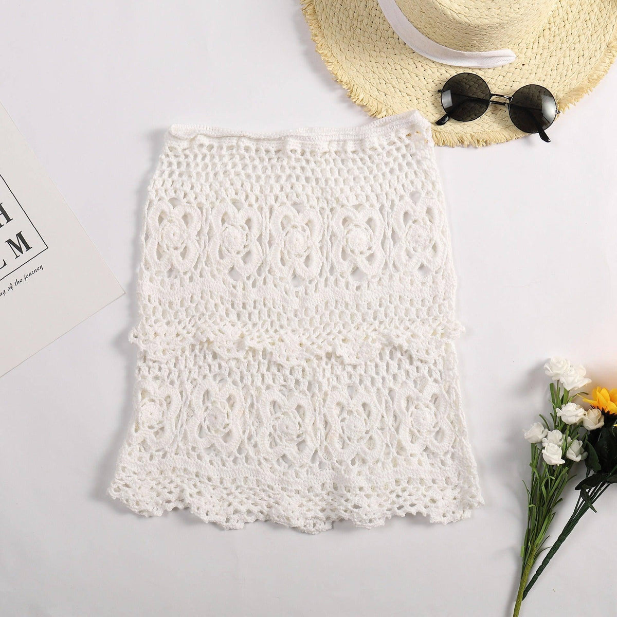 New European and American Hand Hook Sexy Hollow Knitted-White-6