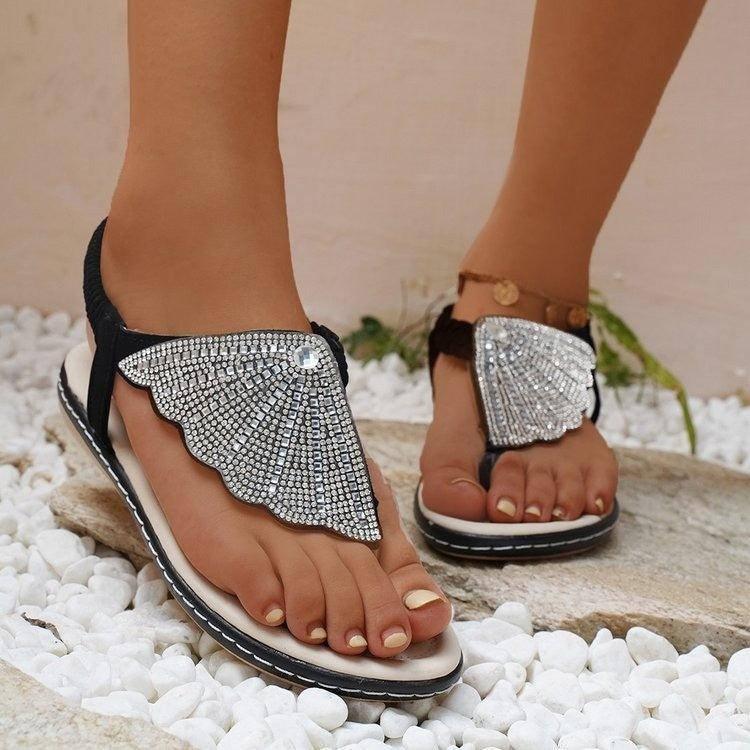 New Rhinestone Shell Flip-Flops Sandals Summer Beach Shoes-3