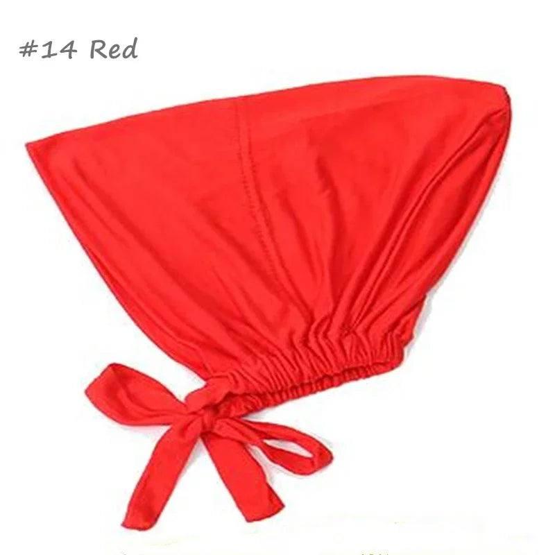 New Soft Modal Muslim Turban Hat Inner Hijab Caps Islamic-Red-10