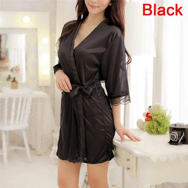 LOVEMI  Nightgown Black Lovemi -  Women's Sexy Lingerie Set Sexy Ice Silk Robe with Bathrobe