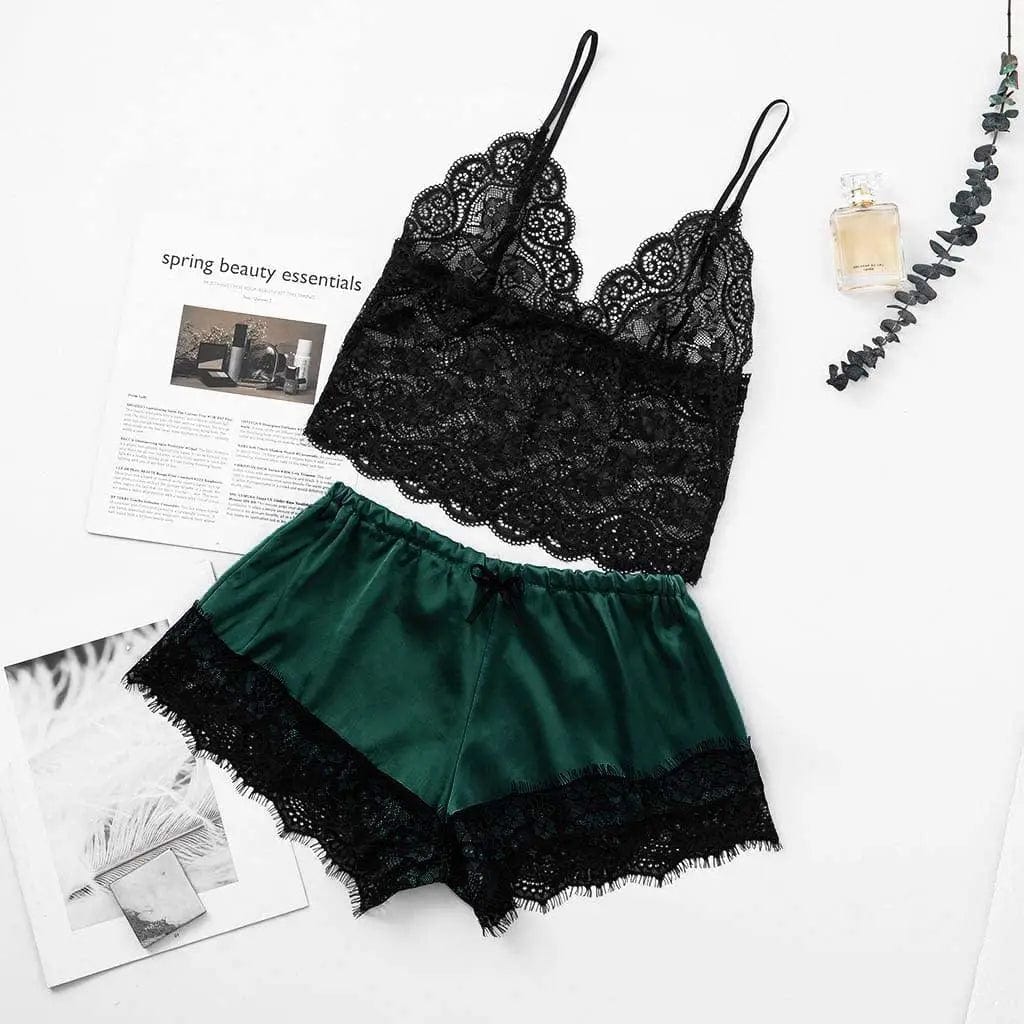 LOVEMI  Nightgown Green / S Lovemi -  Midnight Charm Sexy Lingerie Lace Home Set