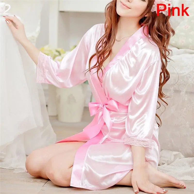 LOVEMI  Nightgown Pink Lovemi -  Women's Sexy Lingerie Set Sexy Ice Silk Robe with Bathrobe