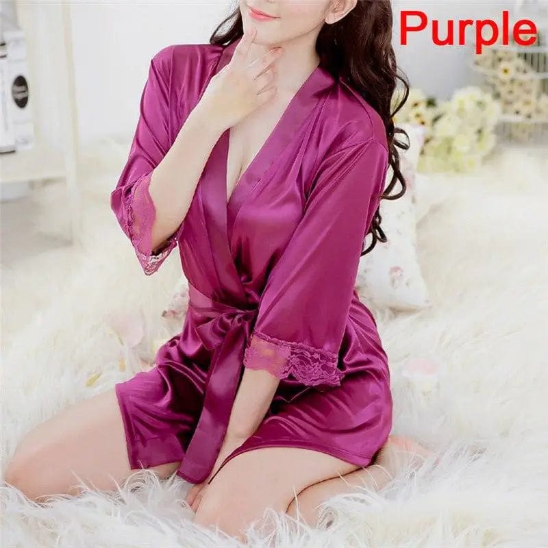 LOVEMI  Nightgown Purple Lovemi -  Women's Sexy Lingerie Set Sexy Ice Silk Robe with Bathrobe