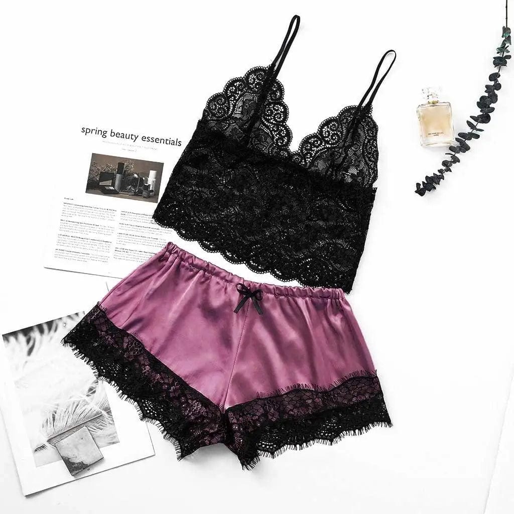 LOVEMI  Nightgown Purple / S Lovemi -  Midnight Charm Sexy Lingerie Lace Home Set