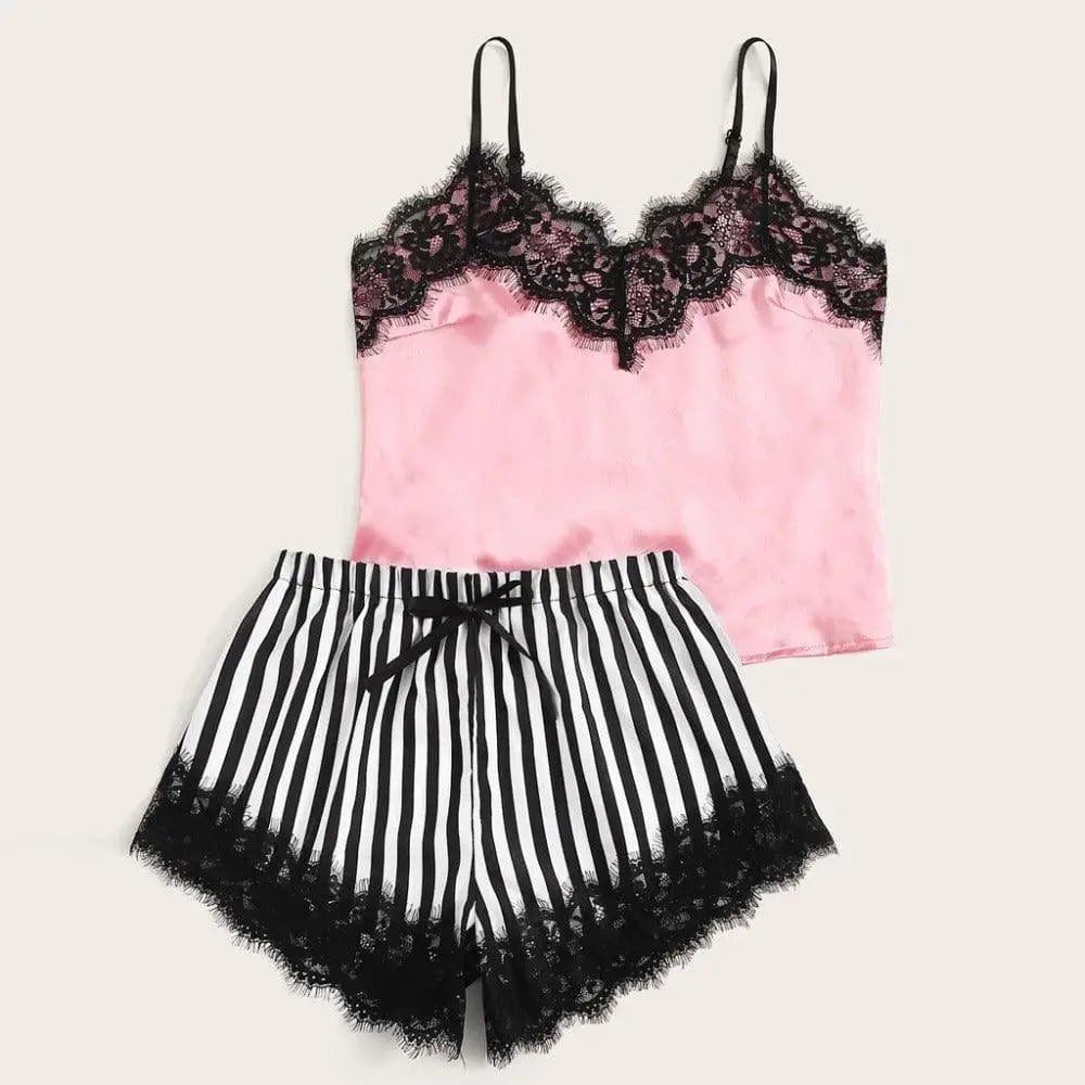 LOVEMI  Nightgown Stripe / S Lovemi -  Midnight Charm Sexy Lingerie Lace Home Set