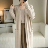 No Buckle Lazy Wind Fashion Long Cardigan Knitted Coat Women-13